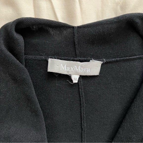 MaxMara Silk Cotton Blend Ruffle Open Front Waterfall Cardigan in Black Size M - Picture 6 of 10